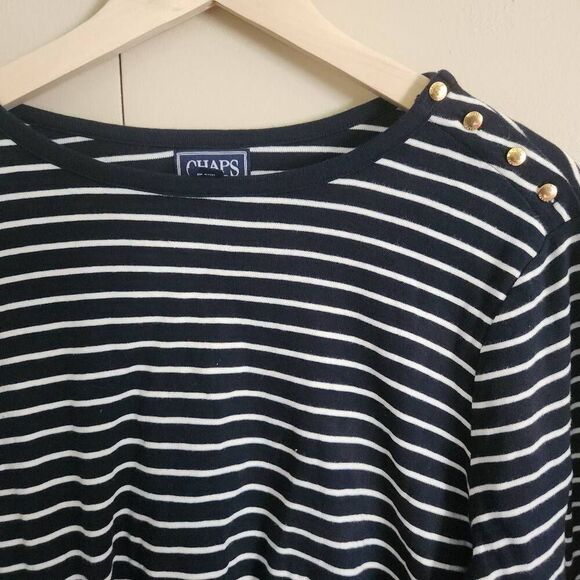 F6 Chaps Classics black and white knit top - Picture 4 of 7